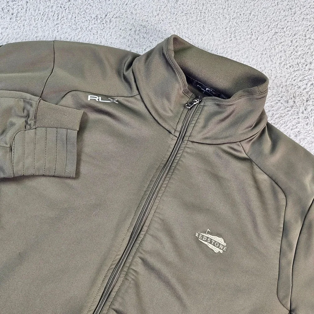 RLX Ralph Lauren Track Jacket Mens Large Green Full Zip Golf Softshell Redstone